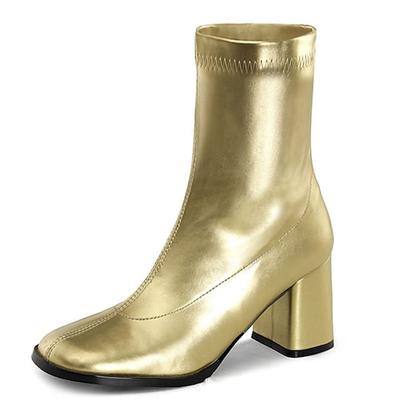 Retro Vintage 1970er Groovy Schuhe Gogo Stiefel Disco Lack-Latex glänzend Metallisch Damen Halloween Karneval Musikfestival Pride Parade Retro-Mottoparty Erwachsene Schuhe Image