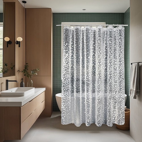 PEVA Duschvorhang-Beschichtung 180x200cm 70x79 wasserdicht transparenter schwarzer Duschvorhang leichte Kunststoff-Duschvorhang-Beschichtungen für Badezimmer 12 Ösenlöcher Image