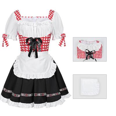 Karneval Oktoberfestbier Kostüm Kleid Dirndl Dienstmädchen Bayerisch Wiesn Damen Party Bier Festival Stoff im traditionellen Stil Image