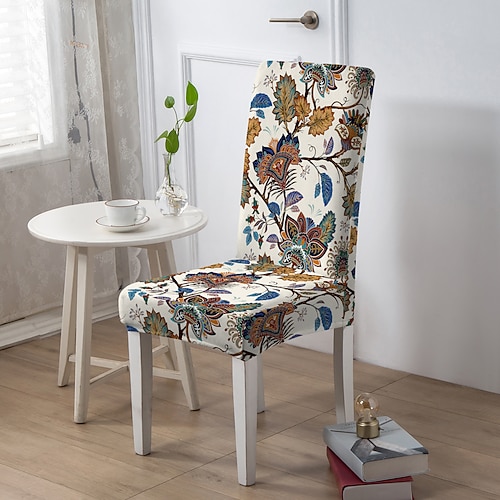 Stuhlbezug für Esszimmerstühle, Stuhlbezug für Hocker, geometrisch bedruckte Polyester-Schonbezüge Image