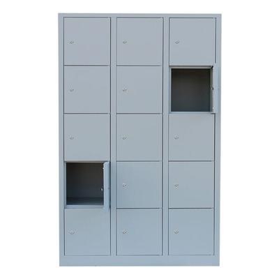 Lüllmann Schließfachschrank - 3 Abteile - 15 Fächer grau Image