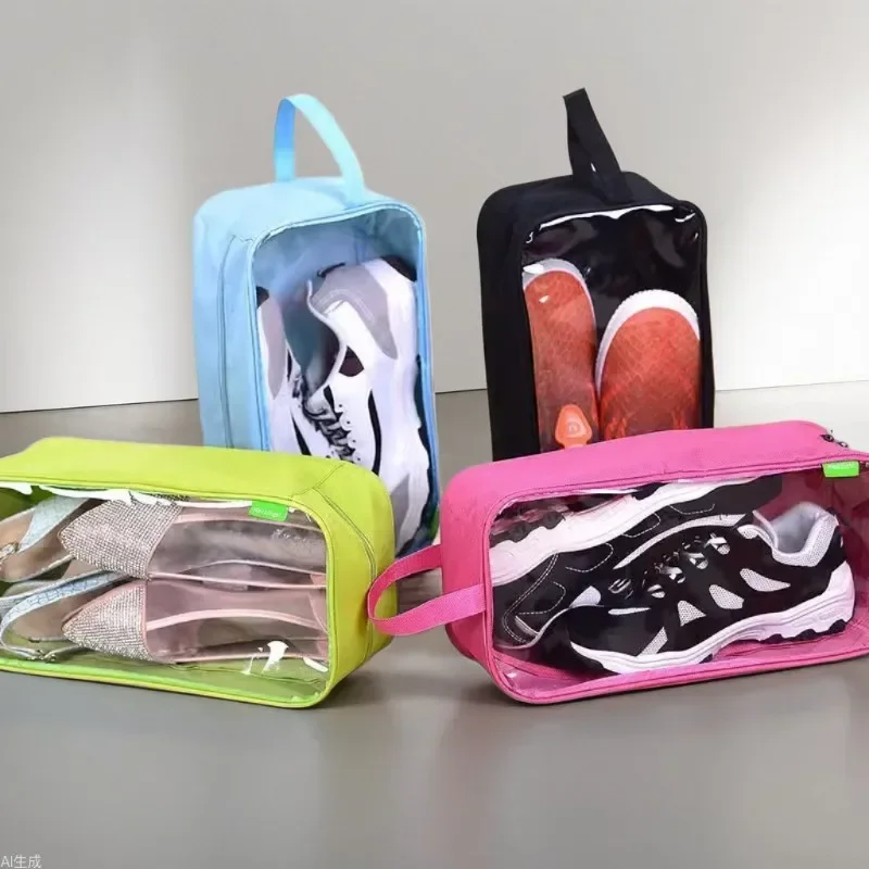1pc Waterproof Shoe Storage Bag Transparent Shoe Dust Covers Portable Travel Shoes Storage Bags Household Breathable Organizer