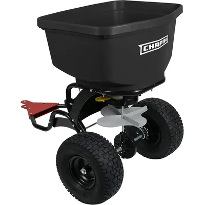 Authenticity guarantee.8622B Made in The USA 150-Pound Tow and Pull Behind Spreader with Auto-Stop