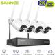 SANNCE Kit Videosorveglianza WiFi 8CH con 4 Wireless Telecamera IP 3MP Intelligenti Microfono
