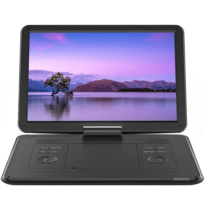Lettore DVD portatile da 17,5" con ampio schermo HD da 15,6", batteria ricaricabile da 6 ore, supporto USB/scheda SD/regione TV sincronizzata gratuita