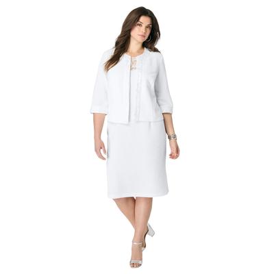 Plus Size Women's Sweetheart Sheath Dress and Jacket Set by Roamans in White (Size 20 W)