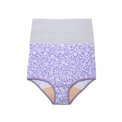 Plus Size Women's Cotton Spandex Incontinence Brief 2-Pack by Comfort Choice in Iris Floral Pack (Size 8)