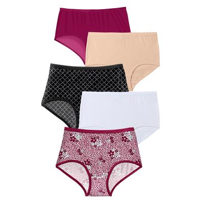 Plus Size Women's Comfort Choice® Full Coverage Stretch Cotton Brief 5-Pack by Comfort Choice in X O Pack (Size 14) Underwear