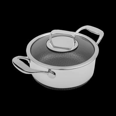 LIVWELL DiamondClad™ 3 Quart Hybrid Nonstick Stainless Steel Stock Pot and Lid, Dishwasher Safe, PFO by BrylaneHome in Silver