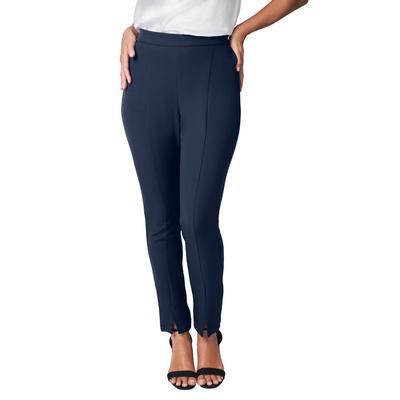 Plus Size Women's Bi-Stretch Slit Front Ankle Pant by Jessica London in Navy (Size 22 W)