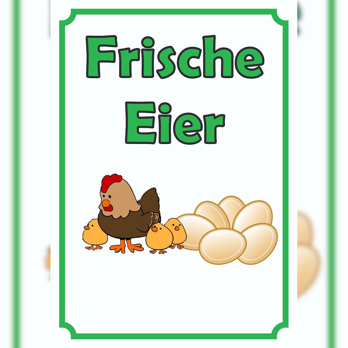 HB-Druck Verkaufsschild Schild Eier Hochkant A5 Rückseite selbstklebend Image