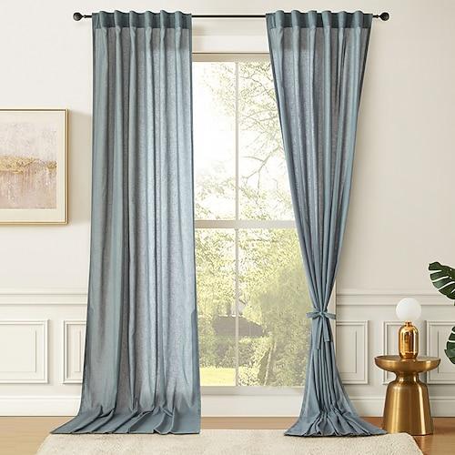Rideaux semi-transparents en faux lin longs pour le salon rideaux en voile filtrants la lumière et respirants pour la chambre porte-fenêtre en verre coulissant 1 panneau