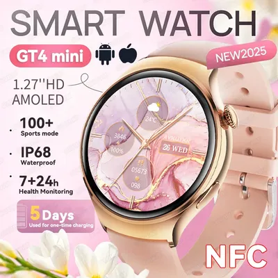 Intelligente Uhren für Damen, 1,27 Zoll, NFC, GPS, Sportflugzeug, Herzfrequenz, Damen-Gesundheitsuhr, Bluetooth-Anruf, wasserdichtes Smart-Armband Image