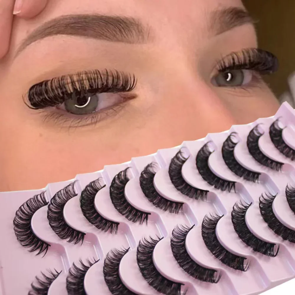 10 Paare russische Streifen Volumen Wimpern dd Curl wispy flauschige falsche Wimpern sehen aus wie Wimpern verlängerungen natürliche Wimpern packung Image