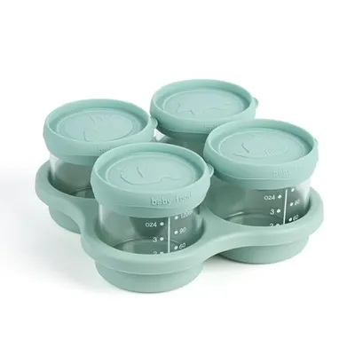 ABKP-Glass Children Food Containers With Silicone Lids,Children Food Storage Jars With Tray,Microwave And Dishwasher Safe