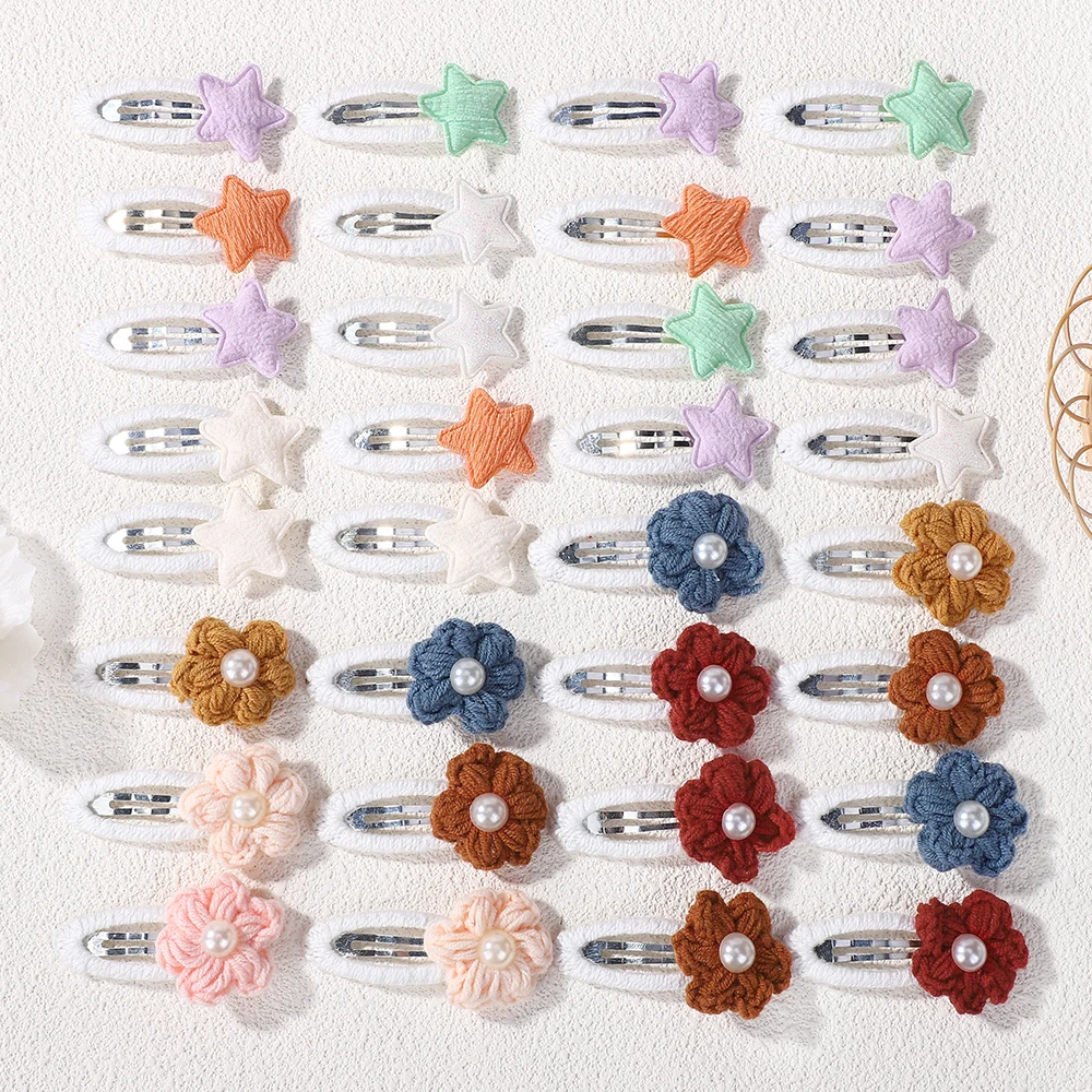50pcs/set Random Color Cute Star Floral BB Clips For Baby Girls Sweet Snap Clips Hairpins Kids Hair Accessories