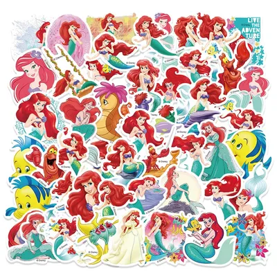 50 Stück Disney „Die kleine Meerjungfrau“ Prinzessin Ariel Aufkleber Kühlschrank Laptop Dekoration Cartoon Aufkleber Kinderspielzeug Image