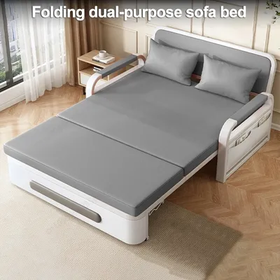 Foldable Sofa Bed with 3 Modes & Convertible to Double Bed for Small Space Easy Storage Perfect for Studio Apartment Guest Room