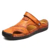 Große Sommer-Sandalen aus echtem Leder für Herren, 48 Outdoor-Strandpantoffeln, lässige Watschuhe für Herren, flache Schuhe