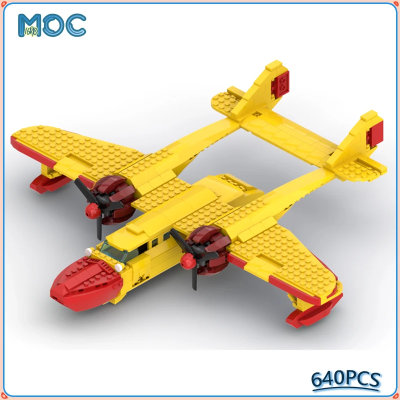 MOC Bausteine Die Meer Ente Wasserflugzeug Display Modell DIY Montage Ziegel Idee Spielzeug Pädagogisches Geburtstag Weihnachten Geschenke 640PCS Image