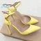 Light Yellow Commerce Office Shoes Women's 10CM 12CM Stiletto Sandals 2025 Summer Pointed Elegant Style Party Dress High Heels