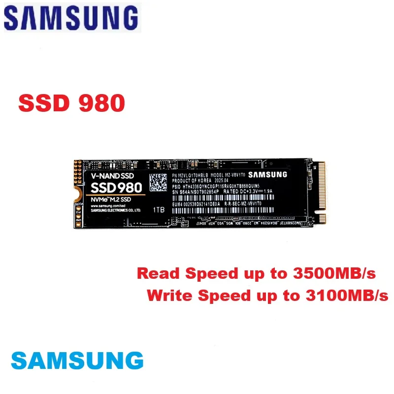 SAMSUNG Solid State Drive SSD 980 PCIe NVMe M.2 Interne Solid State Disk Festplatte 250 GB 500 GB 1 TB 2 TB TLC HDD Festplatte SSD Image