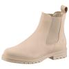 Chelseaboots TAMARIS, Damen, Gr. 38, beige (natur), Nubukleder, klassisch, Schuhe, Blockabsatz, Businessschuh, Schlupfboots, Stiefelette, Logoprägung