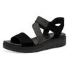 Keilsandalette TAMARIS, Damen, Gr. 38, schwarz, Ziegenveloursleder, Textil, klassisch, Schuhe, Sommerschuh, Sandale, Plateauabsatz, mit Klettverschluss