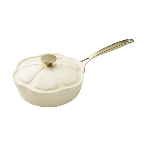 Sauteuse en aluminium recyclé beige 24cm en forme de fleur