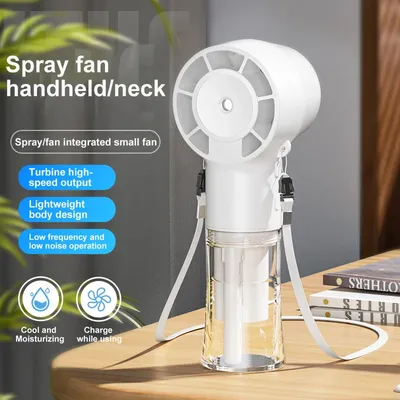 Handheld fan humidification and hydration hanging neck spray fan USB multi-function handheld high-speed fan