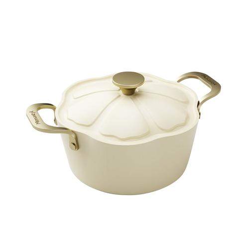Faitout en aluminium recyclé beige 24cm en forme de fleur
