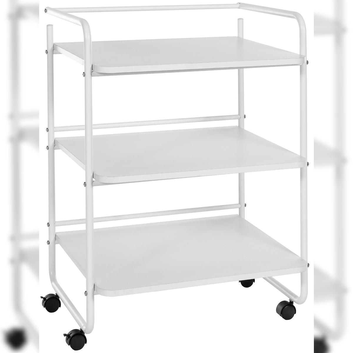 DELUKE® Rollwagen Servierwagen mit Rollen BERTA 3 Ablagen Metall Beistellwagen mobil Gerätewagen Salonwagen Küchenwagen auf Rollen Kosmetikwagen Weiß Image