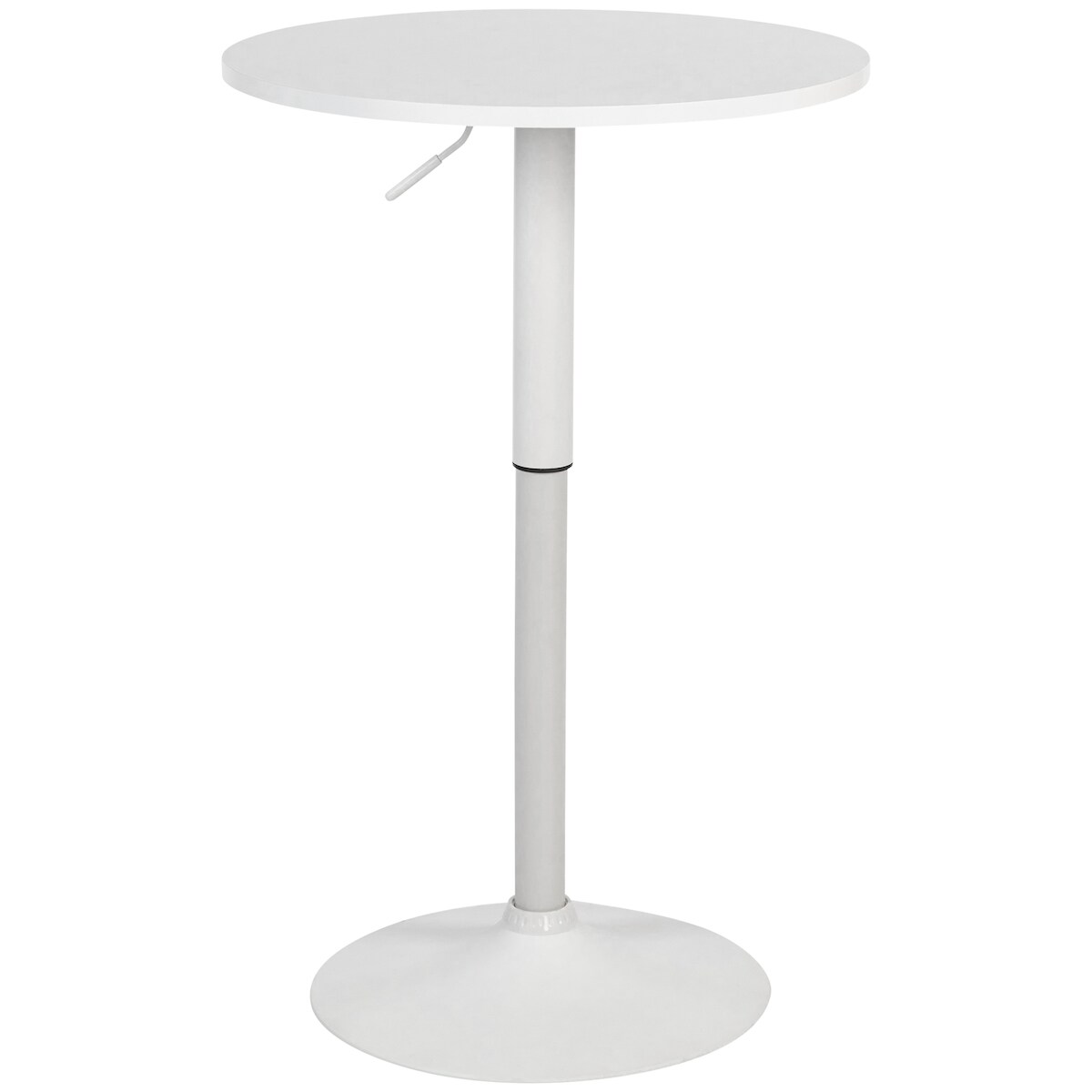 DELUKE® 2in1 Stehtisch Höhenverstellbar Ø 60cm CHERI 106cm Hoch, Metall Gestell Bistrotisch Gastro Bartisch Rund Outdoor Bistrotisch Weiß-Weiß Image