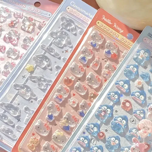 1pcs Hello Kitty 3d Crystal Sticker Cute Interesting Cinnamoroll Phone Case Ipad Relief Decorative