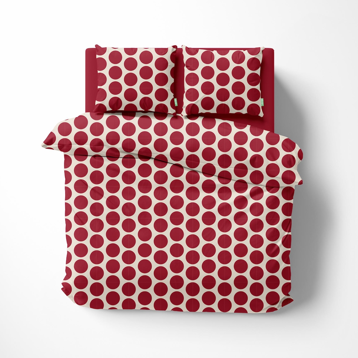 Benetton - 4-teiliges Doppelbett-Set (Bettbezug 210 x 230 cm, Spannbettlaken 120 x 200 cm und 2 Kissenbezüge 50 x 80 cm) 100 % Baumwolle, Rot Image