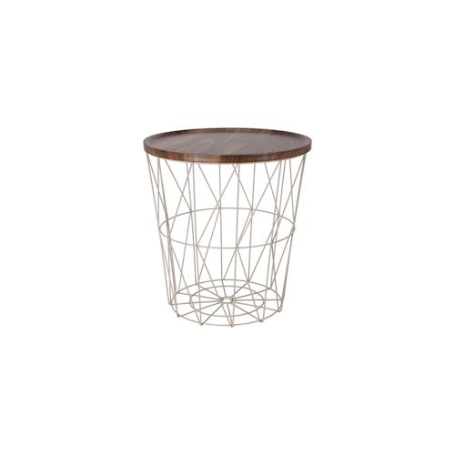WellHome - Metall-Beistelltisch mit MDF-Tablett, braun, Ø37x39cm
