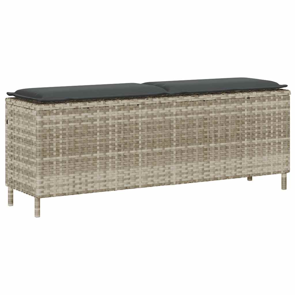 vidaXL Gartenbank mit Kissen Hellgrau 110x30x40,5 cm Poly Rattan Image