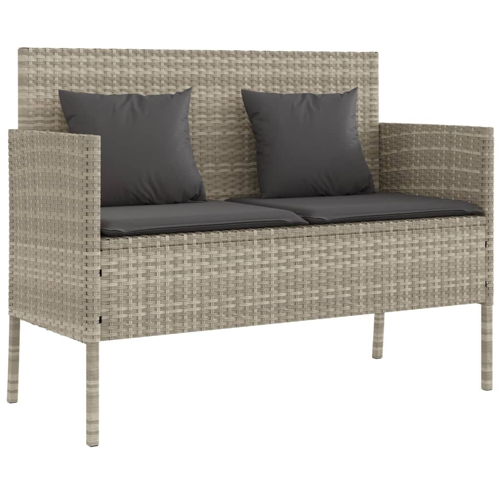 vidaXL Gartenbank mit Kissen Hellgrau Poly Rattan Image