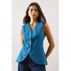 Wallis Womens Longline Button Detail Waistcoat - Blue - Size 10 UK | Wallis Sale | Discount Designer Brands