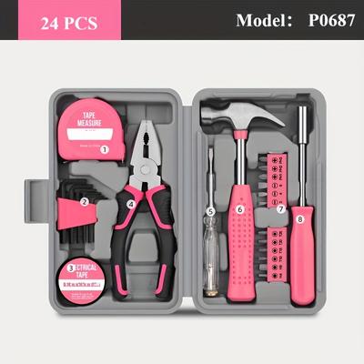 TEMU Mini Multifunctional Household Tool Box, Includes Screwdriver, Pliers, Tape Measure And Other Maintenance Tools, Handheld Small Plastic Box, Suitable For Dormitory, Office, Women Etc
