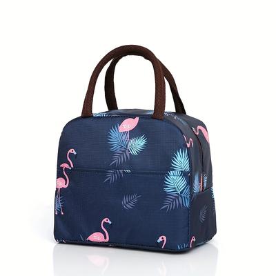 TEMU 1 Flamingo And Shark Themed Insulated Oxford Fabric Lunch Bag, Non-food Contact Image