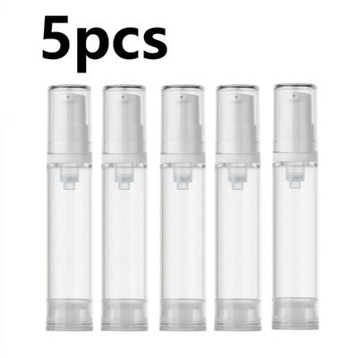 TEMU 5pcs Set Transparent Airless Bottles - Leak-proof Travel Containers For Lotion & Foundation Makeup, Pvc-free Plastic, Ideal For Daily Essentials Storage During Travel Image