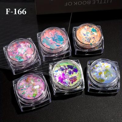 TEMU Flash & Glitter Powder - Aurora Dream Mermaid Cloud Brocade Shimmering Nail Art Decor, Glitter In Rectangular Containers For Manicure, Middle East Collection Image