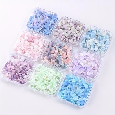 TEMU 9 Boxes Colorful Nail Art Dried Flowers Mixed Hydrangea Real Flowers Nail Jewelry Diy Nail Accessories For Diy Crafts, Greeting Cards, Candles, Soaps And Handmade Image