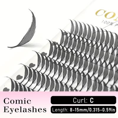 TEMU 240fans Comic Eyelashes Extension C/d Mix8-15mm Lashes Anime Lash Automatic Flowering Premade Lashes Soft Natural Fluffy Individual Volume False Lsahes Image