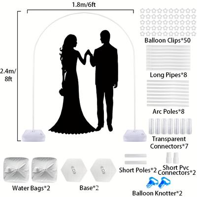 TEMU Balloon Stand Holder Column 8ft*6ft Plastic Arch Frame Kit With Water Bag Base For Birthday Wedding Halloween Christmas And Other Party Decorations Image