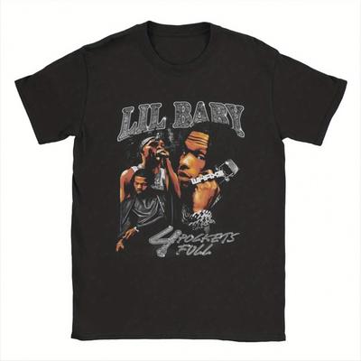 TEMU 's Cotton T-shirt, Rap Music Hip-hop Style, Round Neck Short Sleeve Top, Great Gift Image