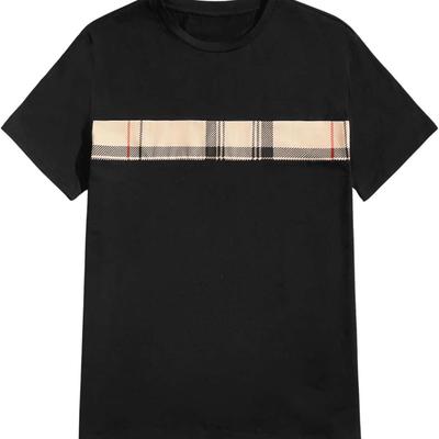 TEMU Print Cotton T-shirt - Soft Breathable Crew Neck Short Sleeve Tee With Beige & Red Stripes , Lightweight 100% Cotton, Regular Fit Casual Shirt For All , Cotton T Shirts, Apparel Image