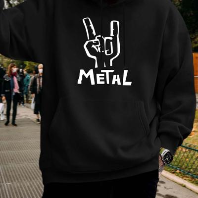 TEMU Men's Casual Hoodie With Unique - Pullover Sweatshirt With Kangaroo Pocket, Polyester , Machine Washable Image