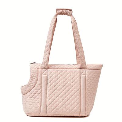 TEMU Stylish Korean-design Purse - Ultra-lightweight Breathable Polyester With Zipper Closure, Spacious & Portable For Cats/dogs, Use For Travel, Shopping, Vet - 3 Colors (/pink) Image